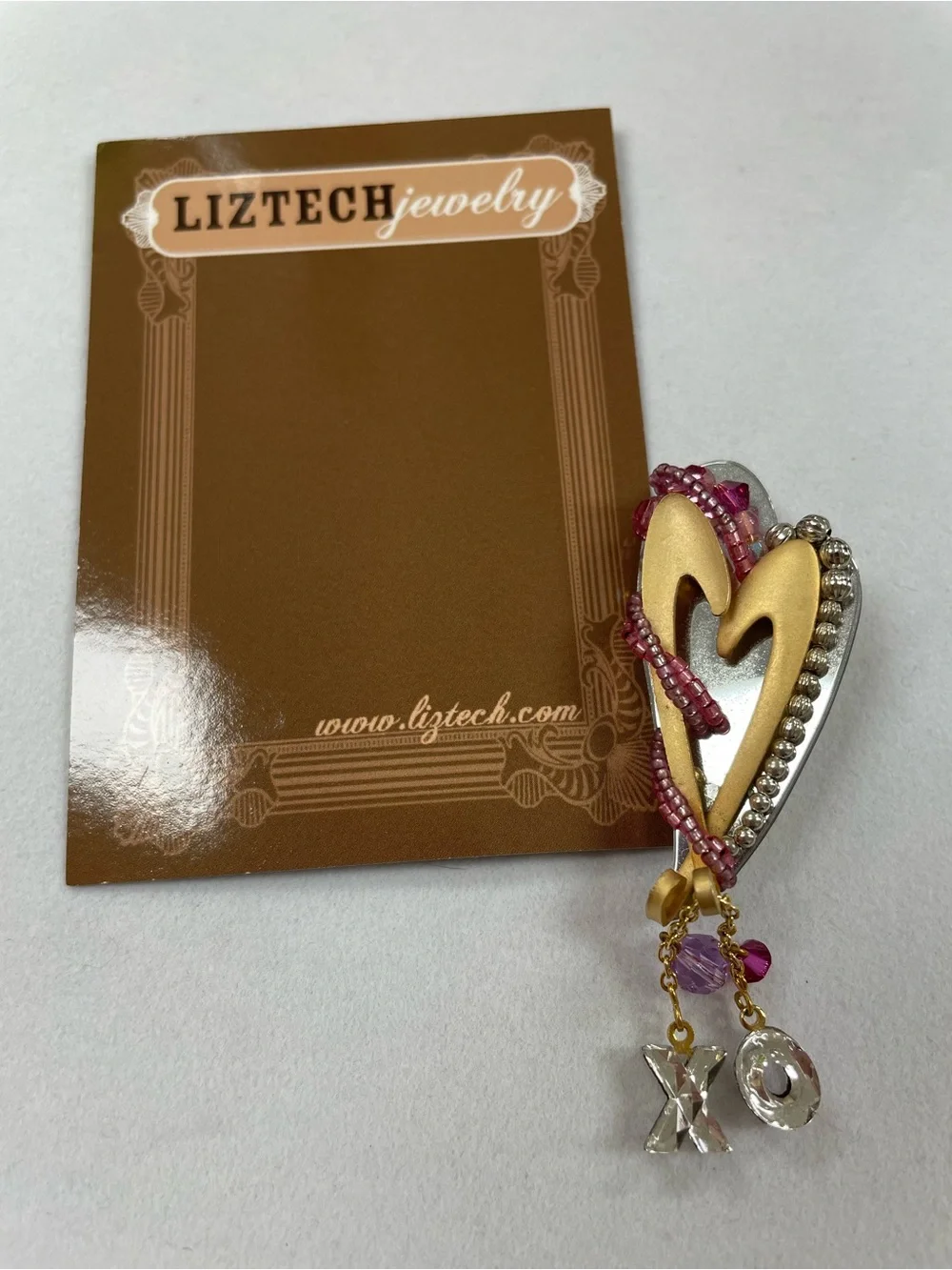 Liztech With Love XOXO Heart Hand-Crafted Brooch